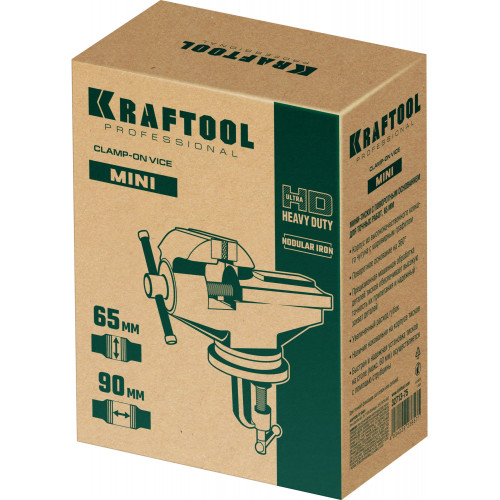 KRAFTOOL MINI, 65 мм, стальные настольные тиски для точных работ