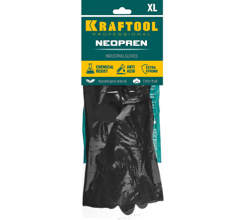 KRAFTOOL NEOPREN неопреновые индустриальные перчатки, противокислотные, размер XL