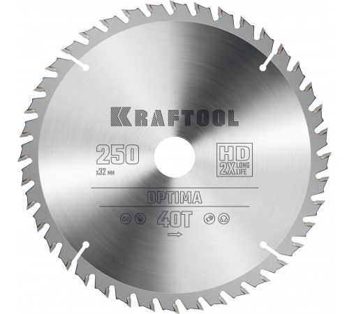 KRAFTOOL Optima 250х32мм 40Т, диск пильный по дереву