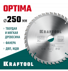 KRAFTOOL Optima 250х32мм 40Т, диск пильный по дереву