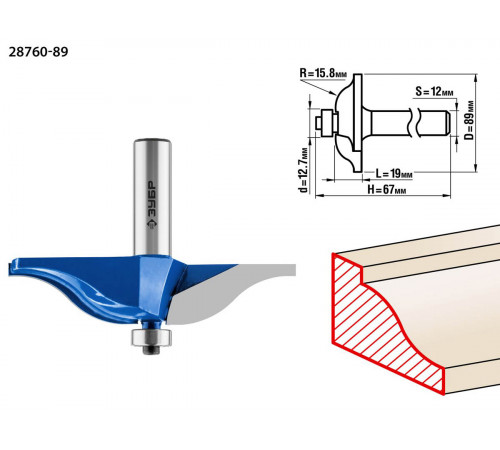 ЗУБР 89x19мм, радиус 15.8мм, фреза фигирейная №1