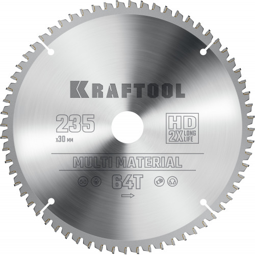 KRAFTOOL Multi Material 235х30мм 64Т, диск пильный по алюминию