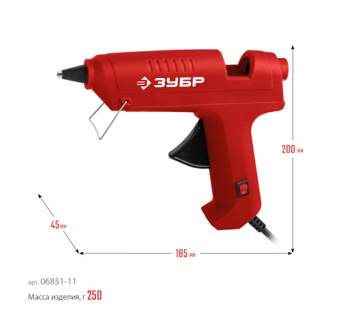 ЗУБР d 11 мм, 10 г/мин, Термоклеевой пистолет электрический, Мастер 11 (06851-11)