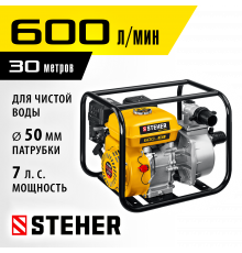 Мотопомпа бензиновая STEHER, WPC-600, 600 л/мин