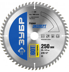 ЗУБР Чисторез 250 x 30мм 60Т, диск пильный по дереву