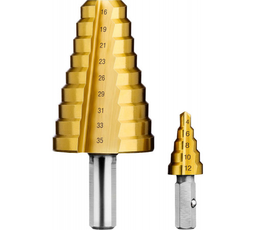 ЗУБР 4-35мм, 14 ступеней, сверло ступенчатое составное, покрытие NiT