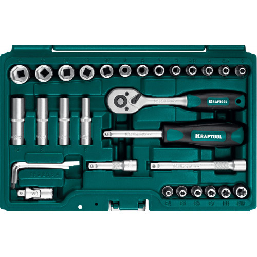 KRAFTOOL X-Drive, 57 предм. (1/4″), Универсальный набор инструмента (27885-H57)