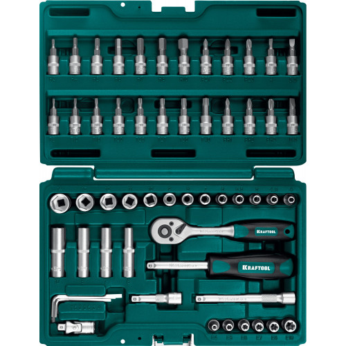 KRAFTOOL X-Drive, 57 предм. (1/4″), Универсальный набор инструмента (27885-H57)