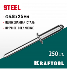 Стальные заклепки Steel, 4.8 х 25 мм, 250 шт, KRAFTOOL