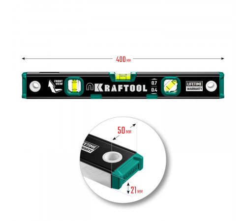 Kraftool 400 мм, магнитный уровень с зеркальным глазком