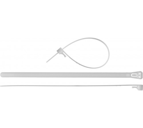 Кабельные стяжки разъемные белые КСР-Б1, 7.5 x 200 мм, 100 шт, нейлоновые, ЗУБР Профессионал