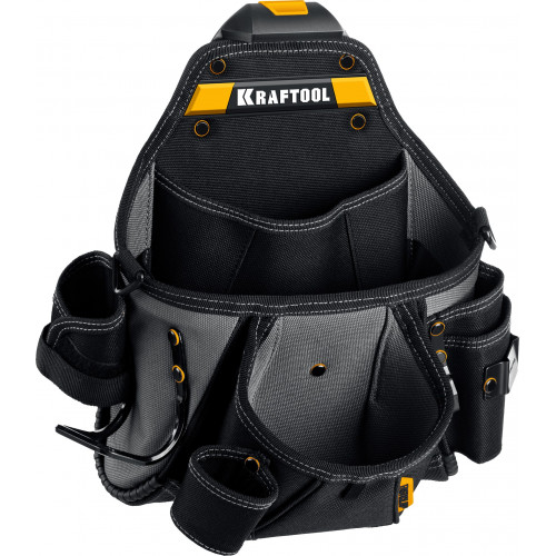 KRAFTOOL KPB-20 с быстросъёмным креплением FastClip, плечевой ремень, 20 карманов и петель, 320 х 310 мм, поясная сумка (38767)