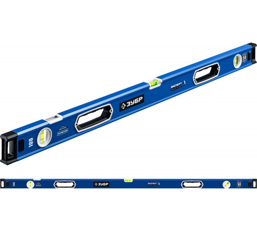 Мощный магнитный уровень ЗУБР 1500 мм с рукоятками и зеркальным глазком Эксперт-М