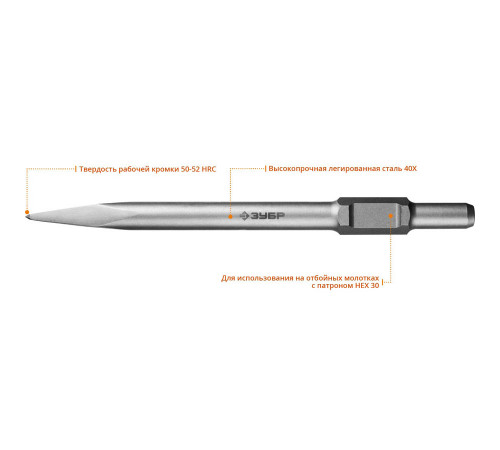 ЗУБР БУРАН HEX 30 Зубило пикообразное 600 мм