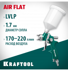 Краскопульт пневматический KRAFTOOL AirFlat LVLP с верхним бачком, 1.7мм