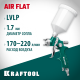 Краскопульт пневматический KRAFTOOL AirFlat LVLP с верхним бачком, 1.7мм