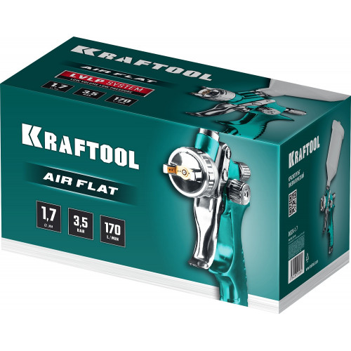 Краскопульт пневматический KRAFTOOL AirFlat LVLP с верхним бачком, 1.7мм