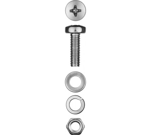 Винт (DIN7985) в комплекте с гайкой (DIN934), шайбой (DIN125), шайбой пруж. (DIN127), M4 x 16 мм, 25 шт, ЗУБР