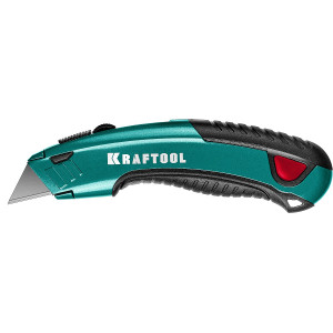 KRAFTOOL GRAND-24, универсальный нож с автостопом, 2 трап. лезвия А24