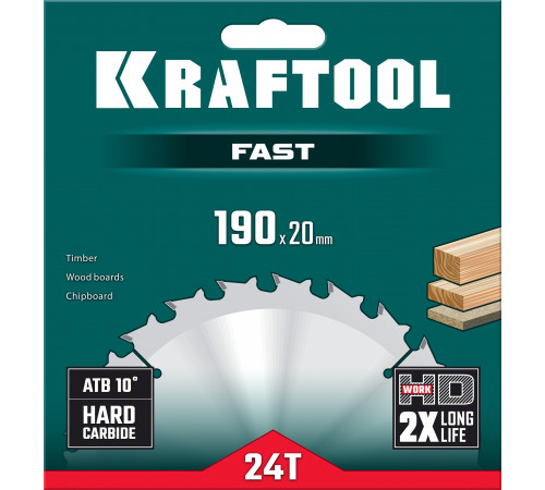 KRAFTOOL Fast 190х20мм 24Т, диск пильный по дереву