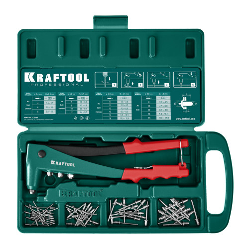 KRAFTOOL X-3 заклепочник в кейсе, литой корпус