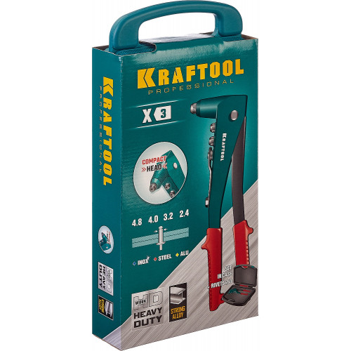 KRAFTOOL X-3 заклепочник в кейсе, литой корпус