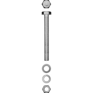 Болт (DIN933) в комплекте с гайкой (DIN934), шайбой (DIN125), шайбой пруж. (DIN127), M8 x 100 мм, 2 шт, ЗУБР