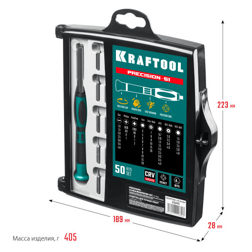 Precision-51 отвертка для точных работ со сменными битами 51 предм., KRAFTOOL