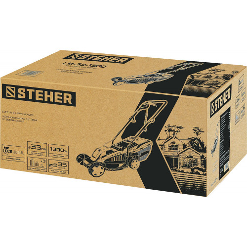 STEHER 1300 Вт газонокосилка сетевая, ш/с 33 см