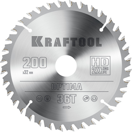 KRAFTOOL Optima 200х32мм 36Т, диск пильный по дереву