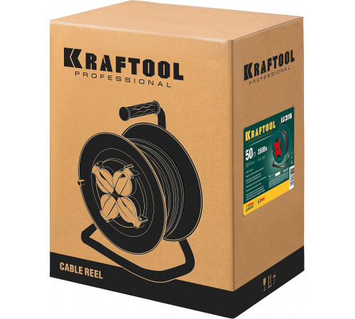 Силовой удлинитель на катушке KRAFTOOL P-315 50 м, IP44