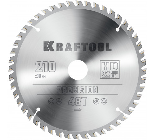 KRAFTOOL PRECISION 210х30мм 48Т, диск пильный по дереву