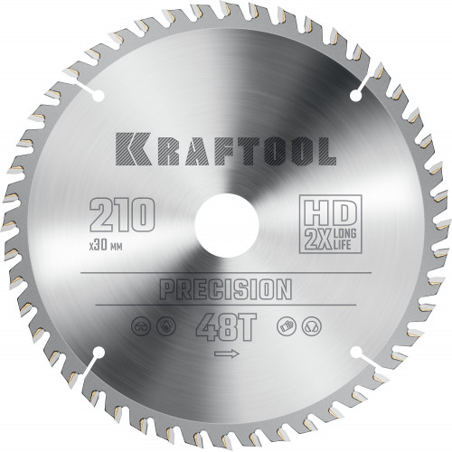 KRAFTOOL PRECISION 210х30мм 48Т, диск пильный по дереву