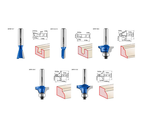 ЗУБР12шт, набор профильных фрез по дереву