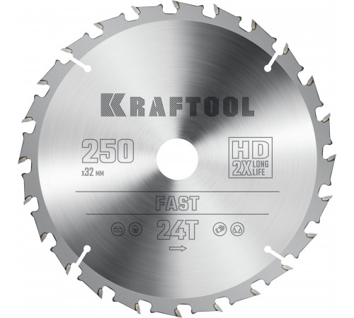 KRAFTOOL Fast 250х32мм 24Т, диск пильный по дереву