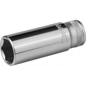 Торцовая головка KRAFTOOL ″INDUSTRIE QUALITAT″, удлиненная, Cr-V, FLANK, хромосатинированная, 1/4″, 13 мм
