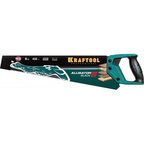 Ножовка для точного реза ″Alligator BLACK 11″, 450 мм, 11 TPI 3D зуб, KRAFTOOL