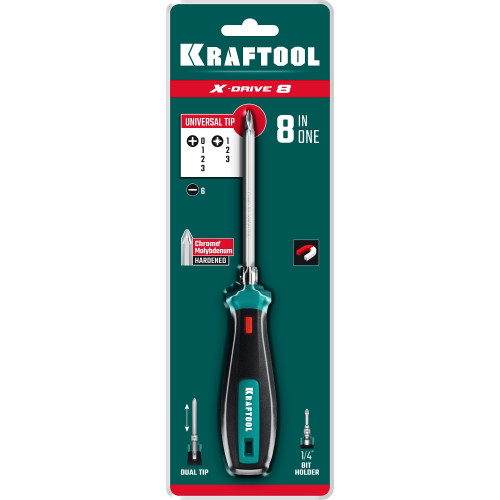 KRAFTOOL Universal-8 универсальная переставная отвертка 8 шт