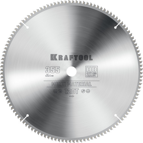 KRAFTOOL Multi Material 355х25.4мм 120Т, диск пильный по алюминию