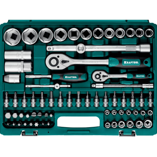 KRAFTOOL X-Drive 82, 82 предм., (1/2″+1/4″), универсальный набор инструмента (27887-H82)