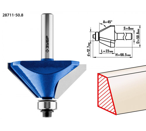 ЗУБР 50,8x27мм, фреза кромочная калевочная(фасочная) №9