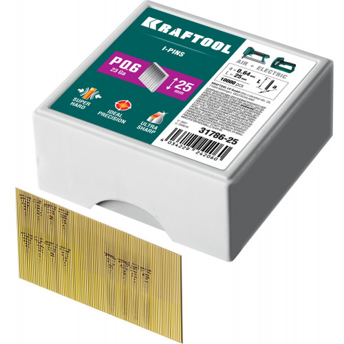 KRAFTOOL P0.6 25 мм шпильки(гвозди) для пневматического нейлера, 10 000 шт