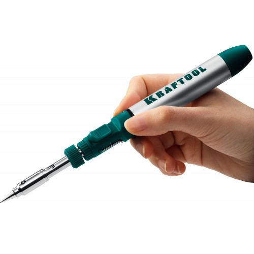 Газовый паяльник KRAFTOOL SolderPro 70B, набор 8-в-1, 30-70 Вт, горелка, фен, 1300°С