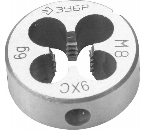 ЗУБР М8x1.25мм, плашка, сталь 9ХС, круглая ручная