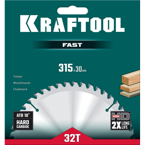 KRAFTOOL Fast 315х30мм 32Т, диск пильный по дереву