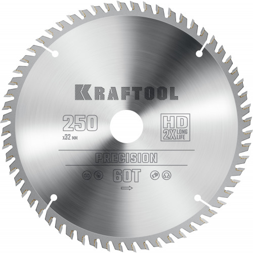 KRAFTOOL PRECISSION 250х32мм 60Т, диск пильный по дереву