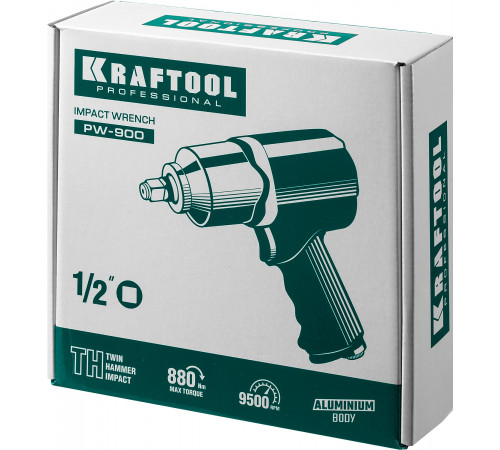 KRAFTOOL PW-900 ударный пневматический гайковерт, 1/2″, 880 Нм