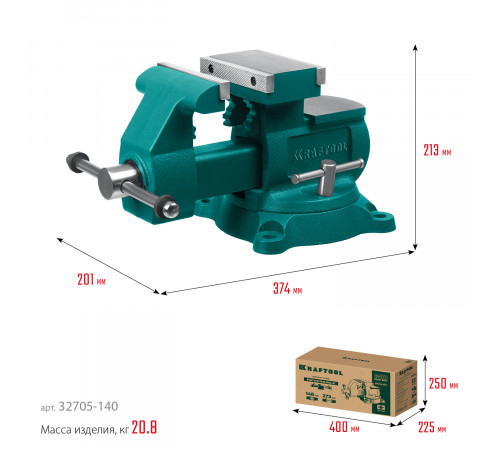 KRAFTOOL Reversible 140 мм, расход 273 мм, Слесарные тиски (32705-140)