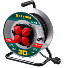 Силовой удлинитель на стальной катушке KRAFTOOL K-315 30 м, IP44