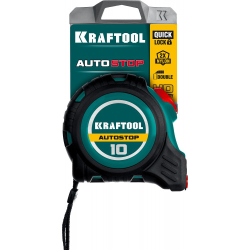 KRAFTOOL AutoStop 10м / 25мм профессиональная рулетка с автостопом
